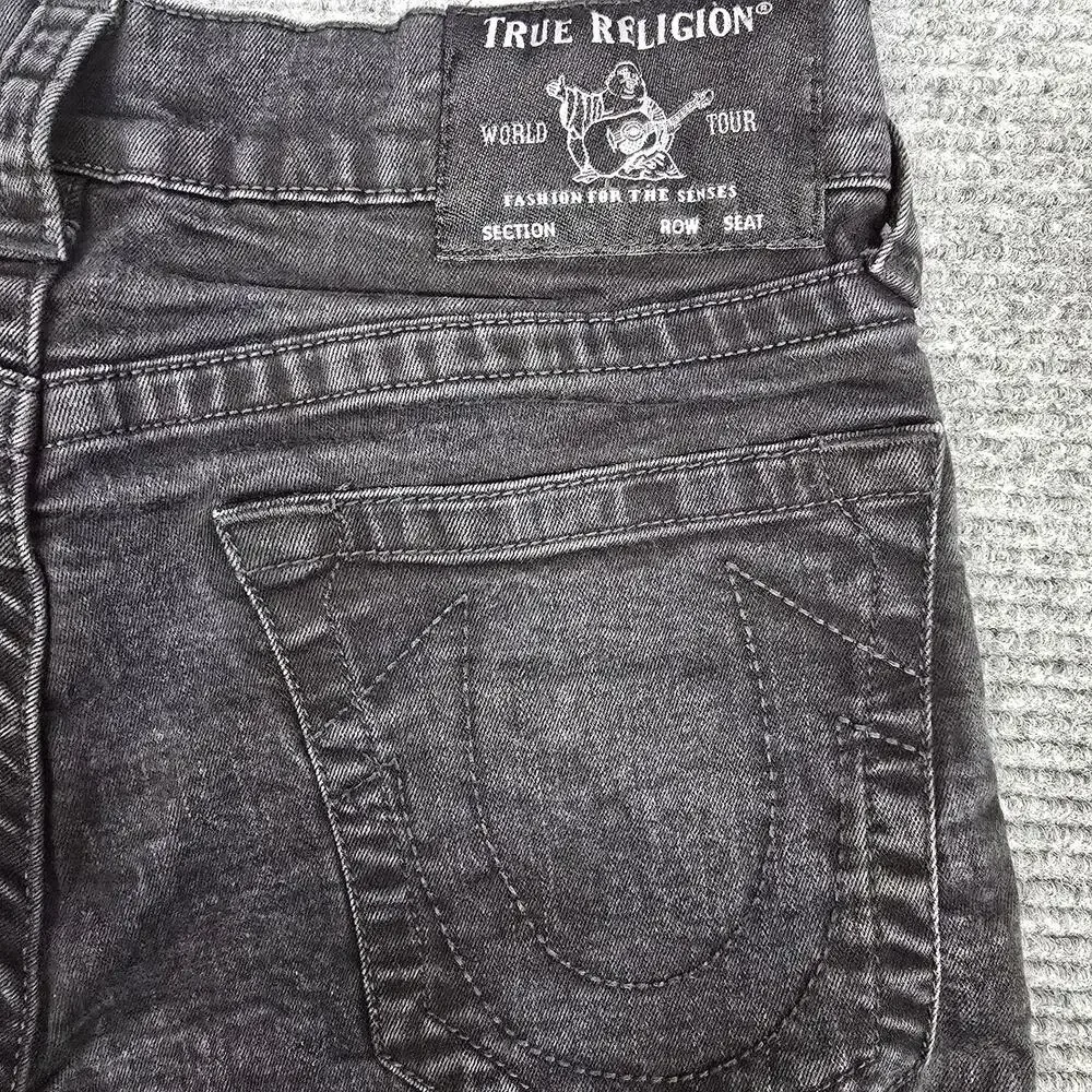 True Religion Geno Jeans Mens 31x28 Black Relaxed Slim Straight Hemmed Denim